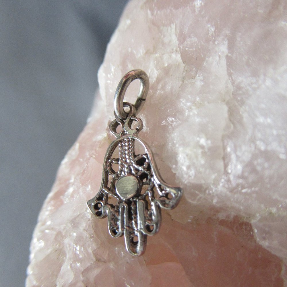 Sterling Silver Filigree Hamsa Bracelet Charm